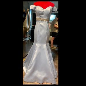 Light blue mermaid style prom dress